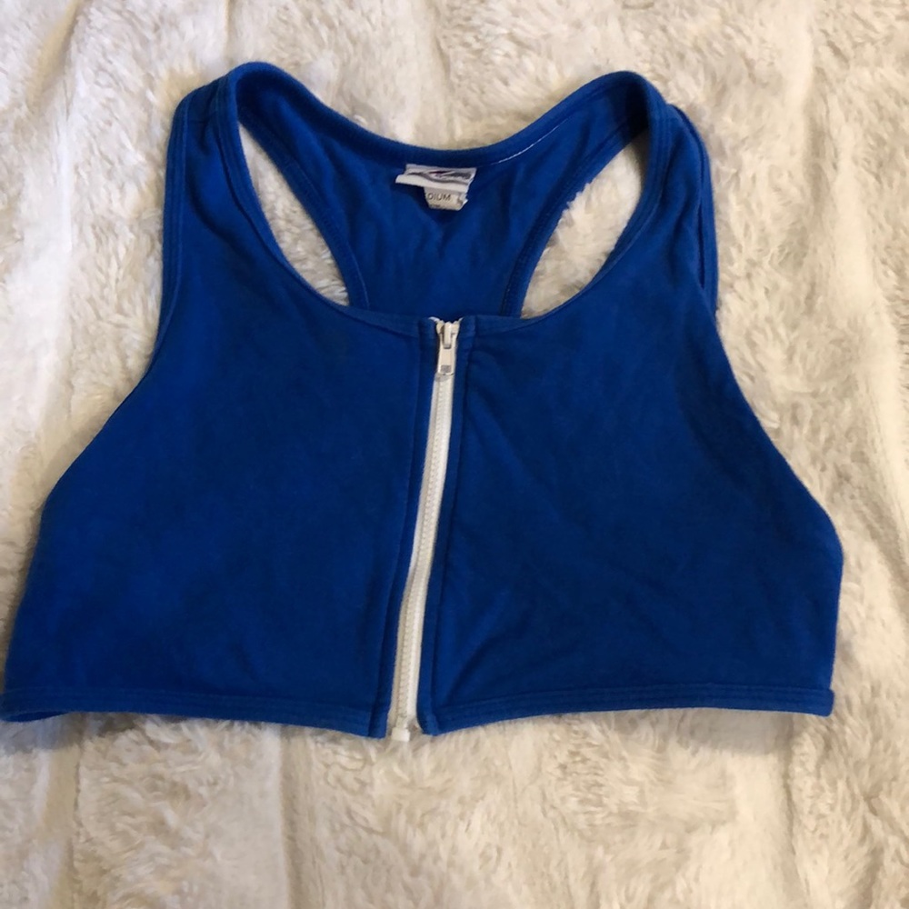 Blue Zip up Sports Bra